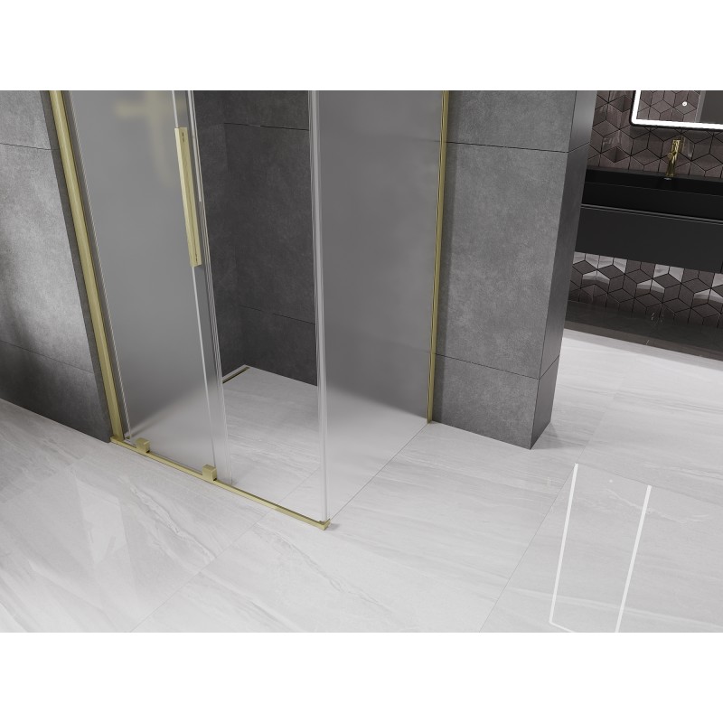 Mexen Velar Duschkabine verschiebbar 110 x 75 cm, matt, gebürstetes Gold - 871-110-075-31-55