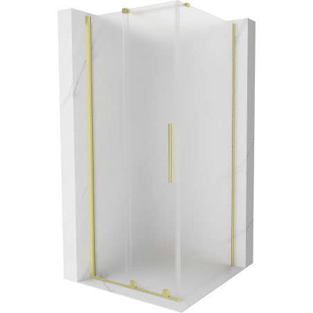 Mexen Velar Schiebeduschkabine 100 x 100 cm, Matt, Gebürstetes Gold - 871-100-100-31-55
