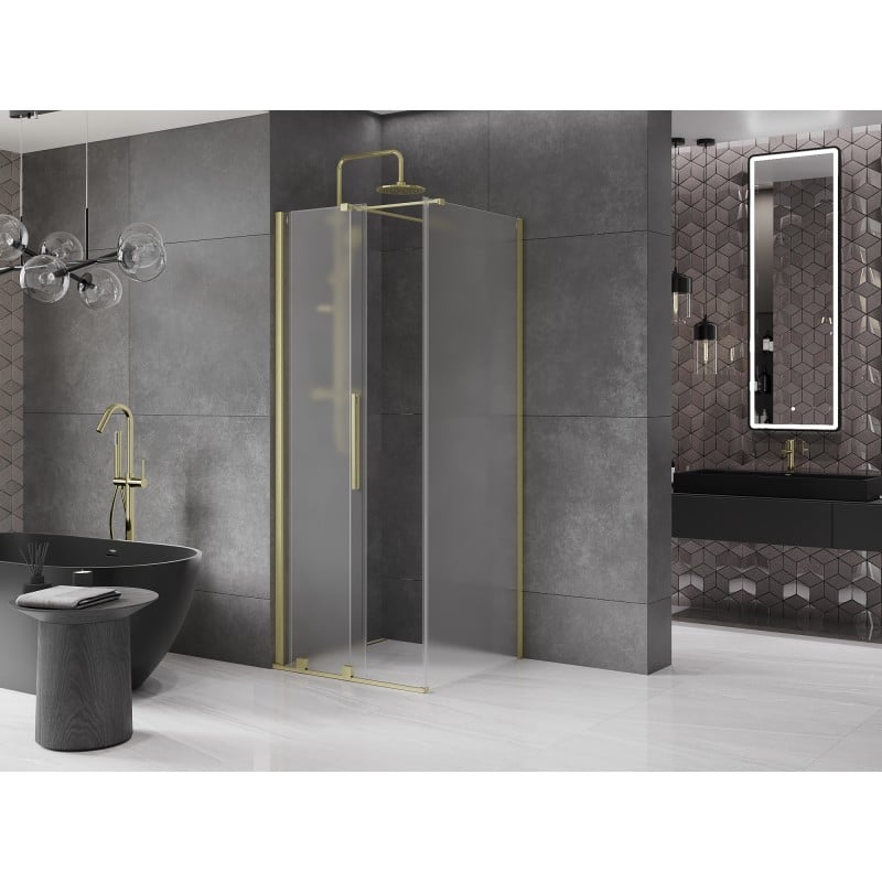 Mexen Velar Duschkabine Schiebetür 110 x 110 cm, matt, gebürstetes Gold - 871-110-110-31-55