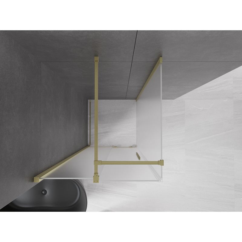 Mexen Velar Schiebeduschkabine 120 x 120 cm, Milchglas, gebürstetes Gold - 871-120-120-31-55