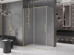 Mexen Velar Duschkabine, verschiebbar 140 x 80 cm, mattiert, gold gebürstet - 871-140-080-31-55