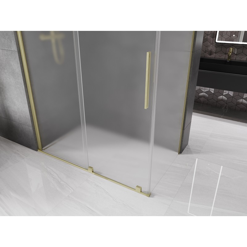 Mexen Velar Schiebetür-Duschkabine 130 x 70 cm, matt, gebürstetes Gold - 871-130-070-31-55