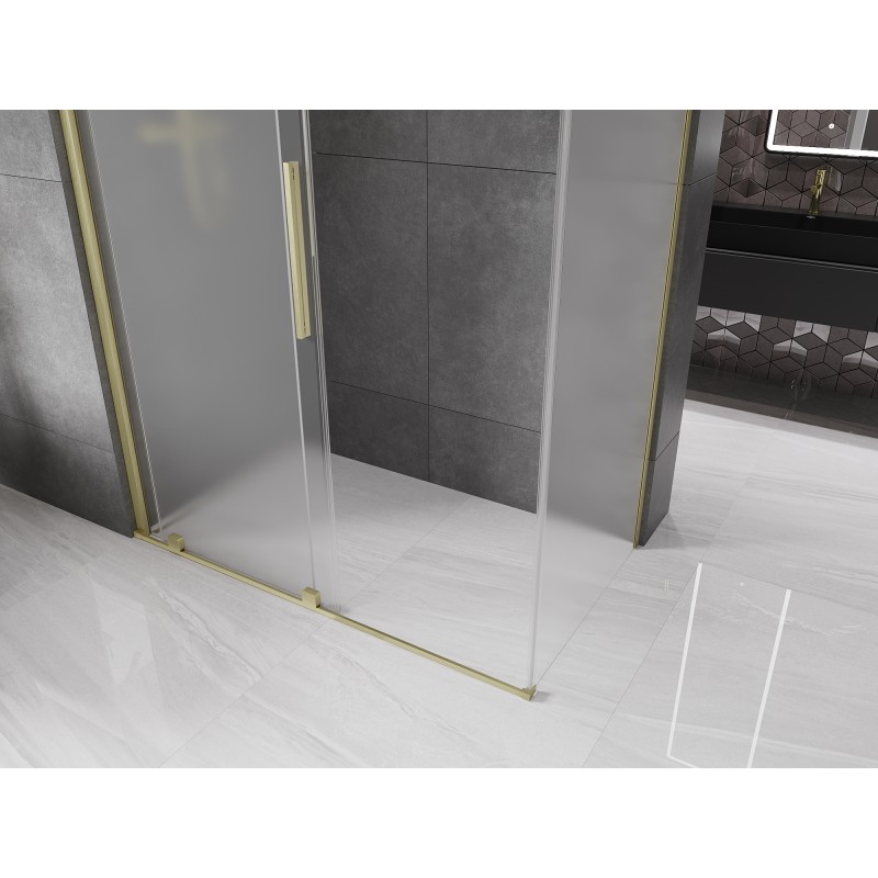 Mexen Velar Duschkabine Schiebetür 150 x 80 cm, mattiert, gebürstetes Gold - 871-150-080-31-55