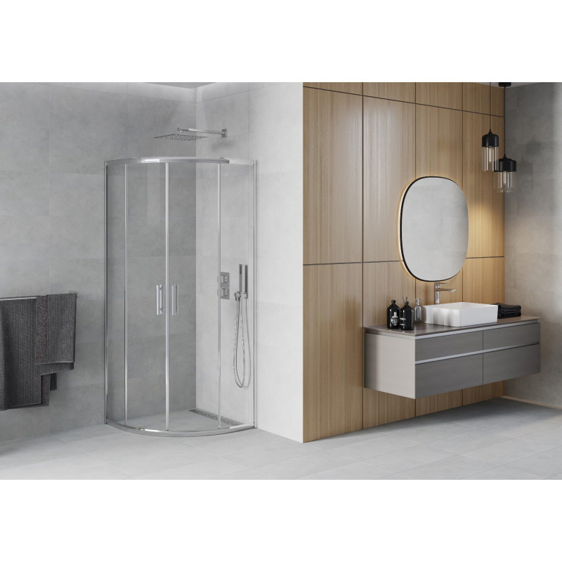 Mexen Rio Halbrunde Duschkabine 90 x 90 cm, Transparent, Chrom - 863-090-090-01-00