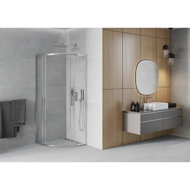 Mexen Rio Halbrunde Duschkabine 90 x 90 cm, Transparent, Chrom - 863-090-090-01-00