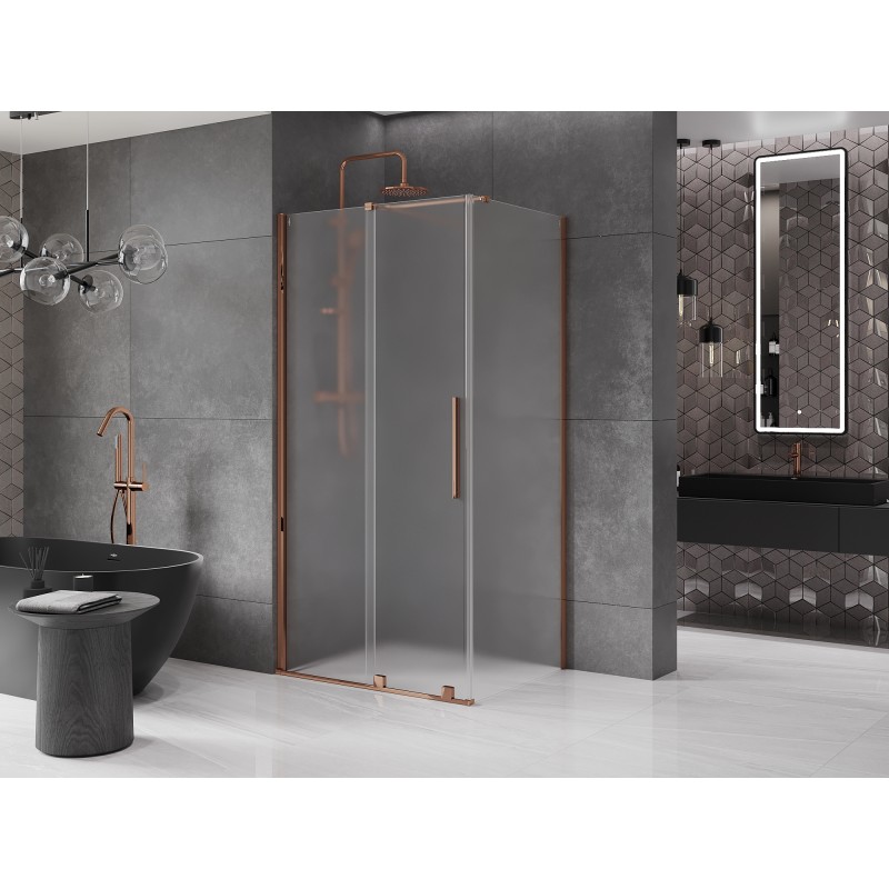 Mexen Velar Duschkabine Schiebetür 90 x 70 cm, matt, Roségold - 871-090-070-31-60
