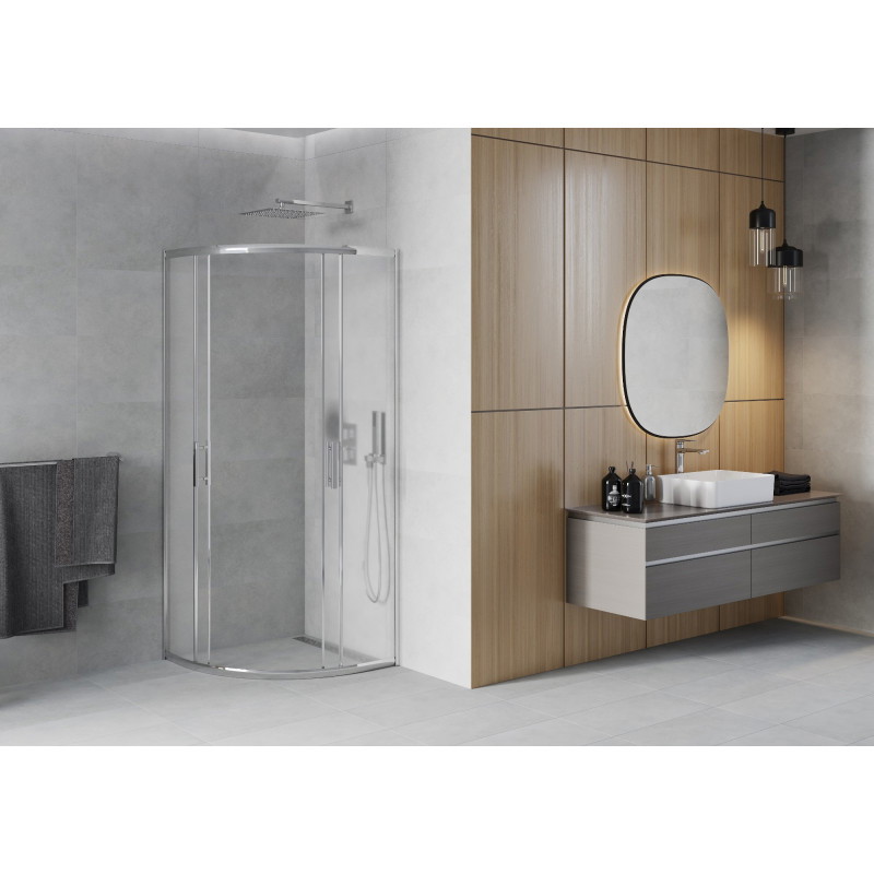 Mexen Rio Halbrunde Duschkabine 80 x 80 cm, Milchglas, Chrom - 863-080-080-01-30