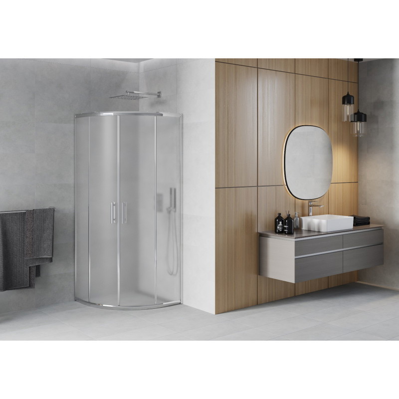 Mexen Rio Halbrunde Duschkabine 90 x 90 cm, gefrostet, Chrom - 863-090-090-01-30