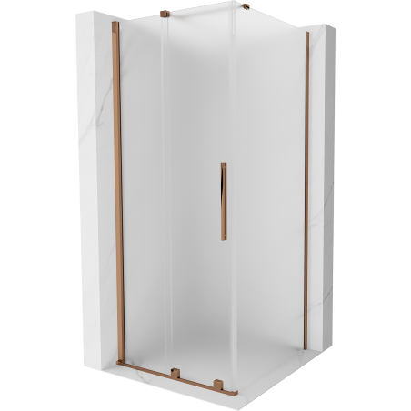 Mexen Velar Duschkabine Schiebetür 90 x 90 cm, Milchglas, Roségold - 871-090-090-31-60