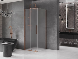 Mexen Velar Duschkabine Schiebetür 100 x 100 cm, mattiert, Roségold - 871-100-100-31-60