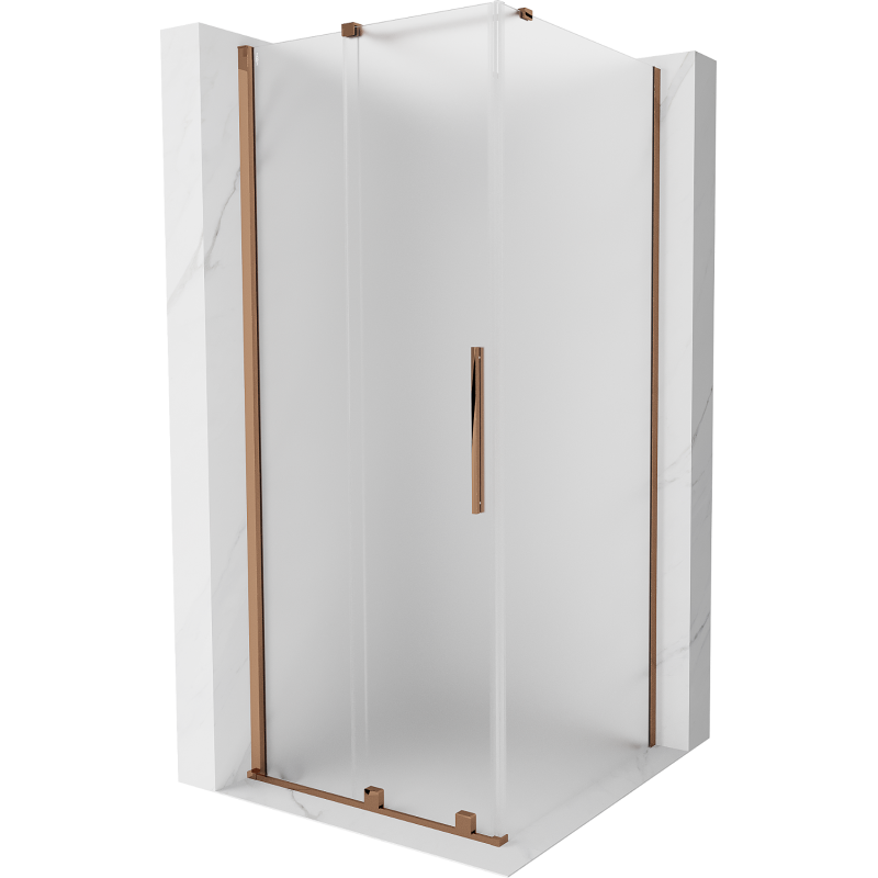 Mexen Velar Duschkabine Schiebetür 100 x 100 cm, mattiert, Roségold - 871-100-100-31-60