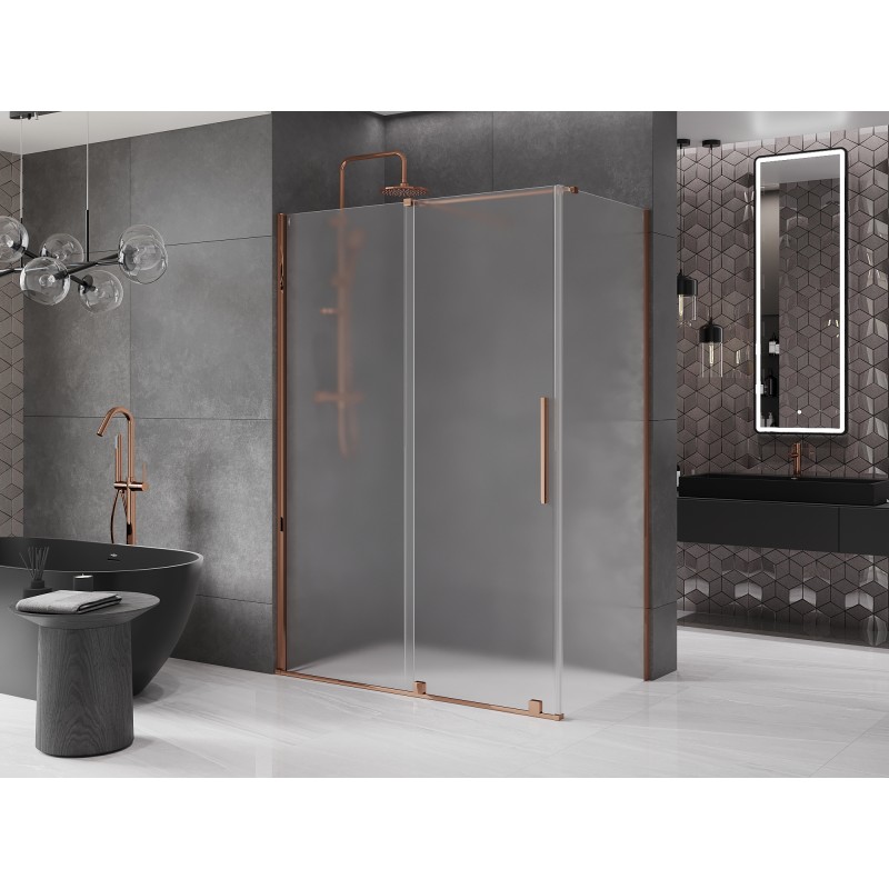 Mexen Velar Duschkabine zum Schieben 150 x 90 cm, satiniert, Roségold - 871-150-090-31-60