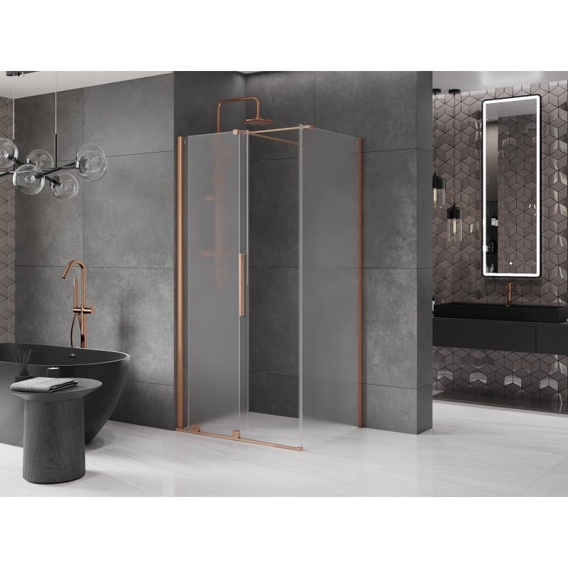 Mexen Velar Duschkabine Schiebetür 90 x 120 cm, matt, gebürstetes Kupfer - 871-090-120-31-65