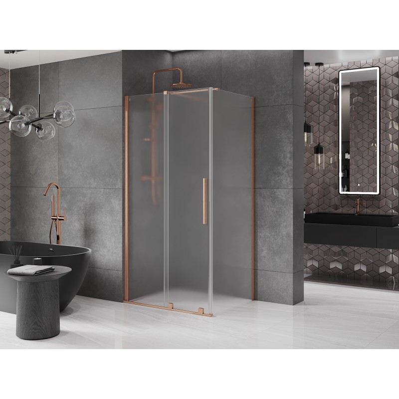 Mexen Velar Duschkabine Schiebetür 120 x 85 cm, mattiert, gebürstetes Kupfer - 871-120-085-31-65