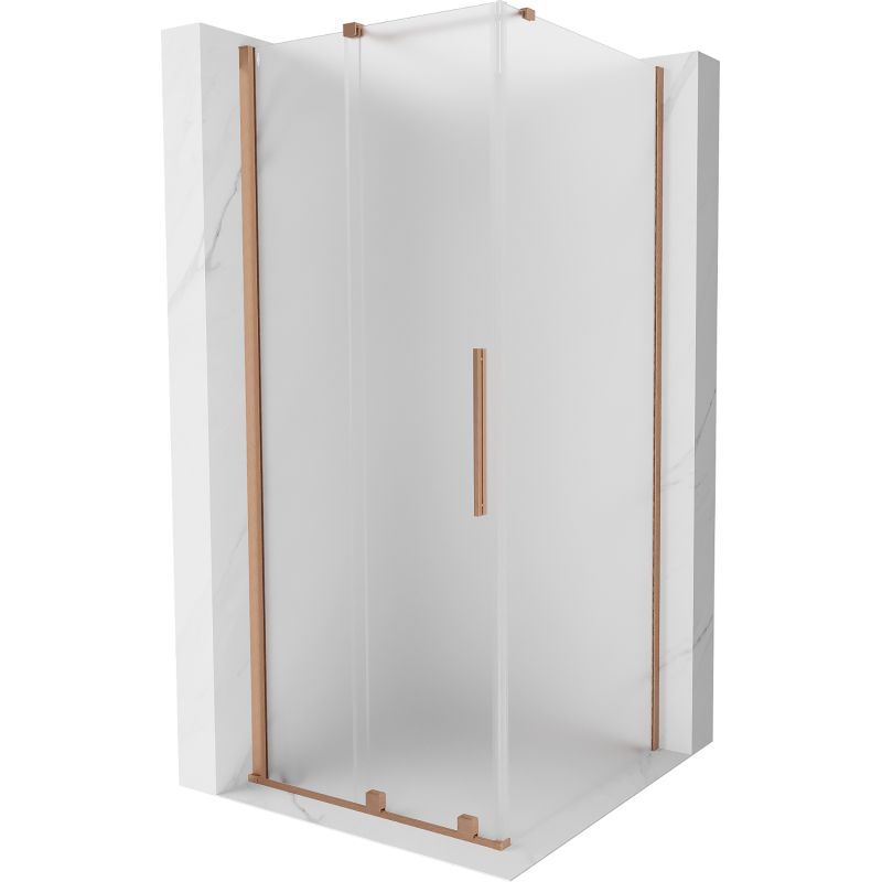 Mexen Velar Schiebeduschkabine 90 x 90 cm, matt, gebürstetes Kupfer - 871-090-090-31-65