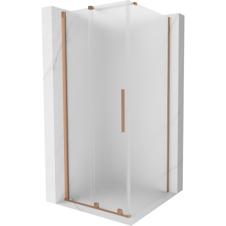 Mexen Velar Duschkabine Schiebetür 100 x 100 cm, mattiert, gebürstetes Kupfer - 871-100-100-31-65