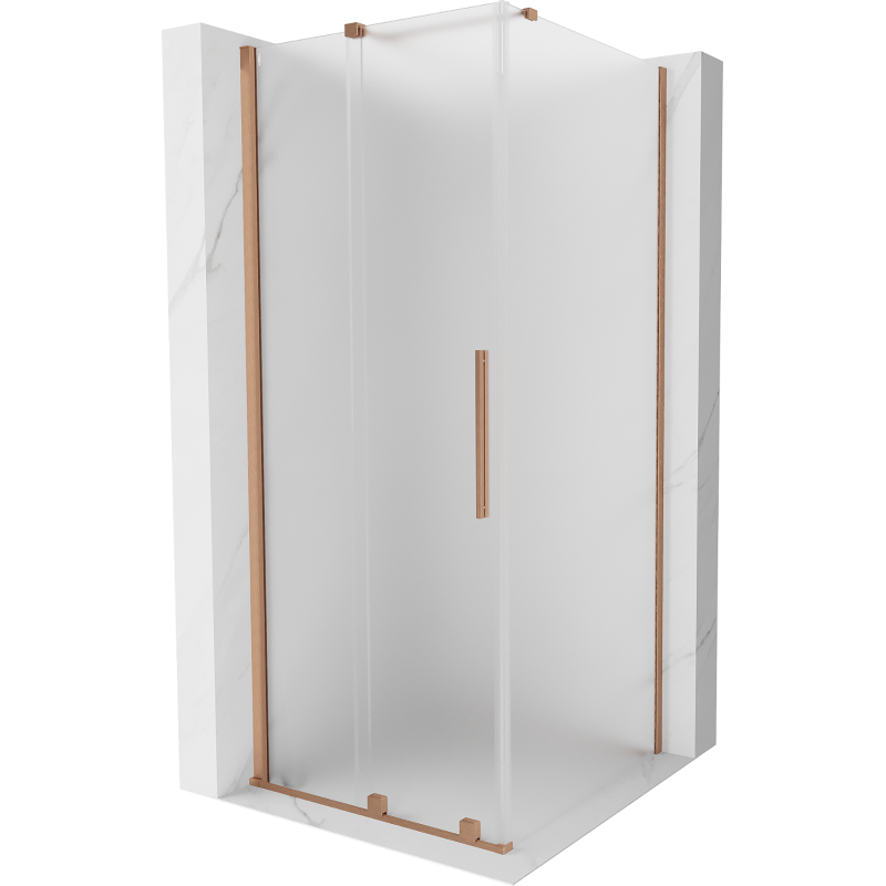 Mexen Velar Duschkabine, Schiebetür, 110 x 110 cm, Milchglas, gebürstetes Kupfer - 871-110-110-31-65