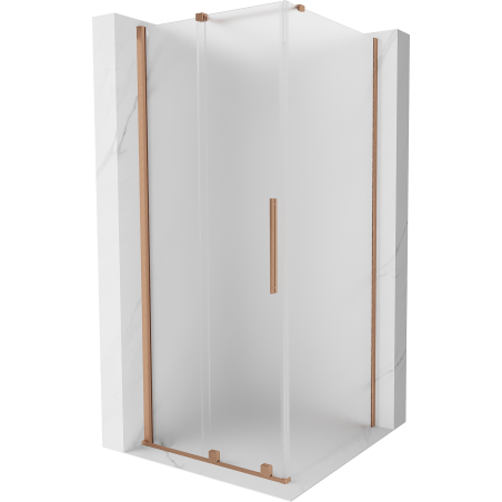 Mexen Velar Duschkabine, Schiebetür, 110 x 110 cm, Milchglas, gebürstetes Kupfer - 871-110-110-31-65