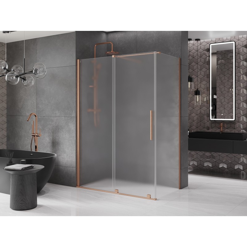 Mexen Velar Duschkabine Schiebetür 130 x 70 cm, matt, gebürstetes Kupfer - 871-130-070-31-65
