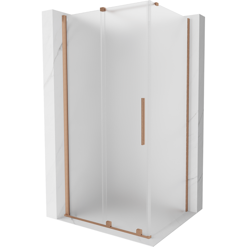 Mexen Velar Duschkabine Schiebetür 130 x 85 cm, Milchglas, gebürstetes Kupfer - 871-130-085-31-65