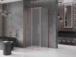 Mexen Velar Duschkabine Schiebetür 130 x 85 cm, Milchglas, gebürstetes Kupfer - 871-130-085-31-65
