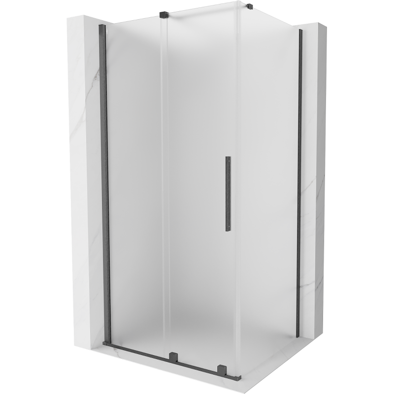 Mexen Velar Duschkabine Schiebetür 90 x 85 cm, Mattglas, gebürstet Gun Gray - 871-090-085-31-66