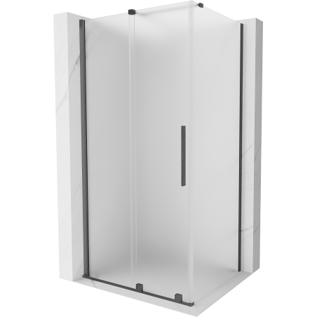 Mexen Velar Duschkabine mit Schiebetür 90 x 110 cm, matt, gebürstet gun gray - 871-090-110-31-66