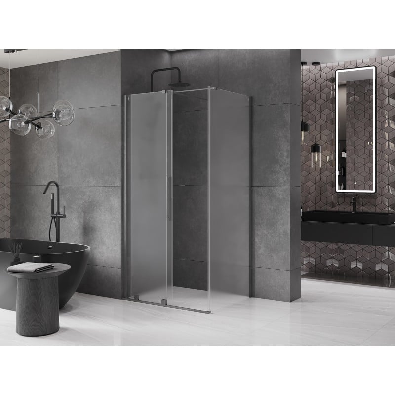 Mexen Velar Duschkabine Schiebetür 110 x 90 cm, Mattglas, gebürstet Gun Grau - 871-110-090-31-66