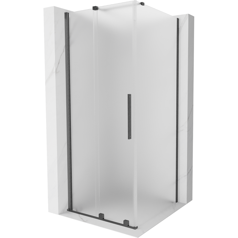 Mexen Velar Duschkabine Schiebetür 100 x 100 cm, satiniert, gebürstetes Gun Gray - 871-100-100-31-66