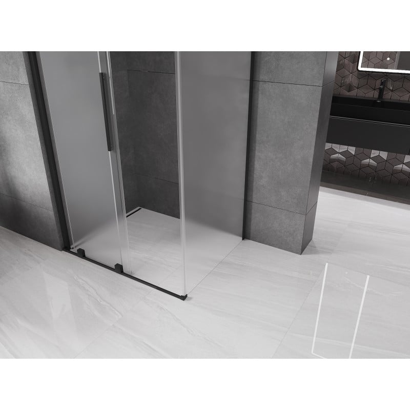 Mexen Velar Duschkabine mit Schiebetür 90 x 75 cm, Mattglas, Schwarz - 871-090-075-31-70