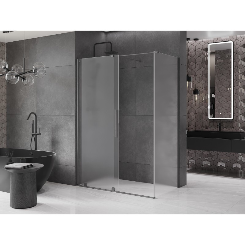 Mexen Velar Schiebeduschkabine 150 x 90 cm, matt, gebürstetes Gun Gray - 871-150-090-31-66