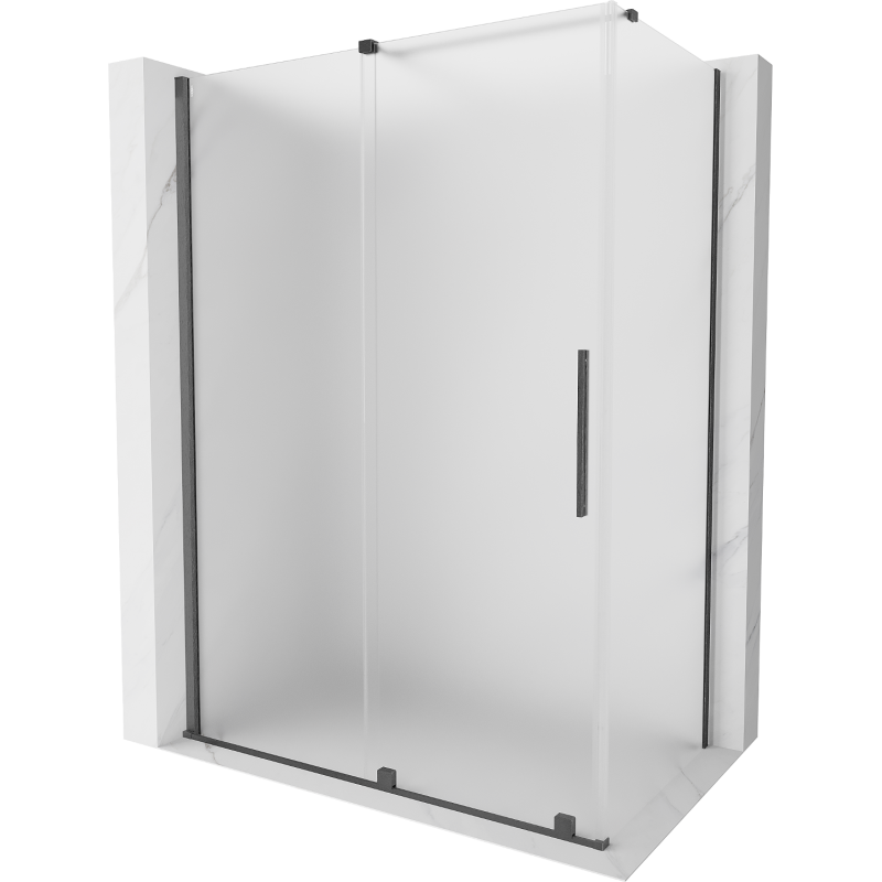 Mexen Velar Schiebeduschkabine 140 x 80 cm, mattiert, gebürstetes Gun Gray - 871-140-080-31-66
