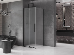 Mexen Velar Duschkabine schiebbar 90 x 90 cm, mattiert, schwarz - 871-090-090-31-70