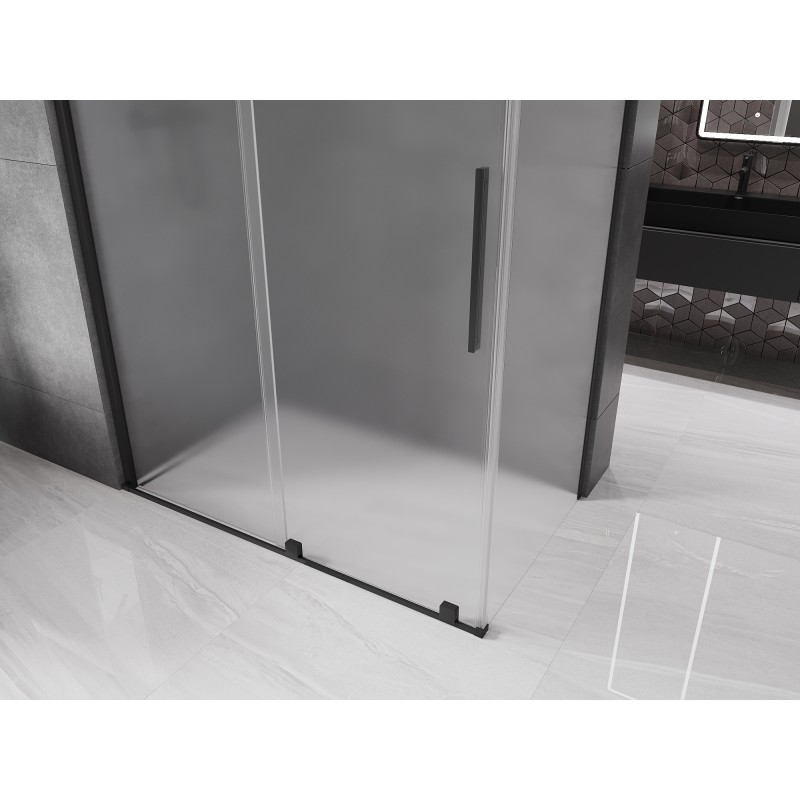 Mexen Velar Duschkabine verschiebbar 140 x 75 cm, Frost, Schwarz - 871-140-075-31-70