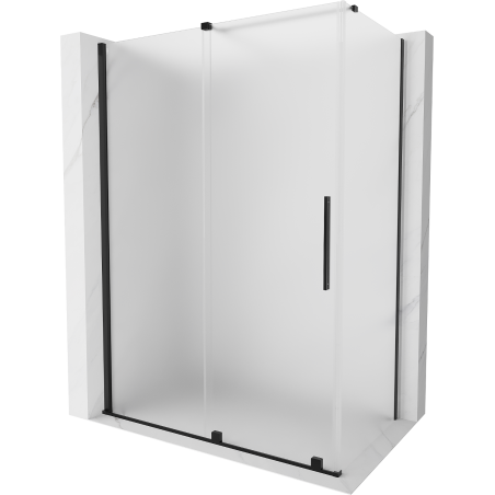 Mexen Velar Duschkabine, verschiebbar, 150 x 80 cm, Milchglas, schwarz - 871-150-080-31-70