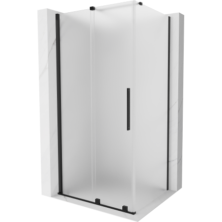 Mexen Velar Schiebeduschkabine 150 x 100 cm, Milchglas, schwarz - 871-150-100-31-70