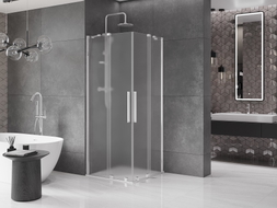 Mexen Velar Duo Duschkabine, verschiebbar, 80 x 80 cm, matt, Chrom - 871-080-080-32-01