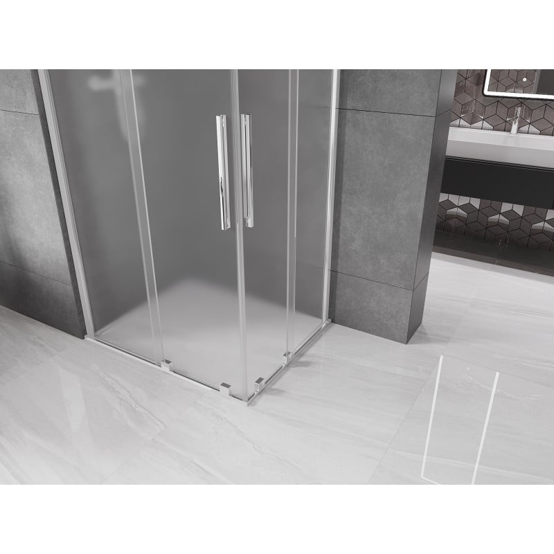 Mexen Velar Duo Schiebeduschkabine 100 x 90 cm, Frostglas, Chrom - 871-100-090-32-01