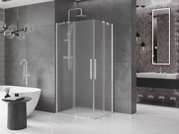 Mexen Velar Duo Duschkabine, 90 x 80 cm, Mattglas, Chrom - 871-090-080-32-01