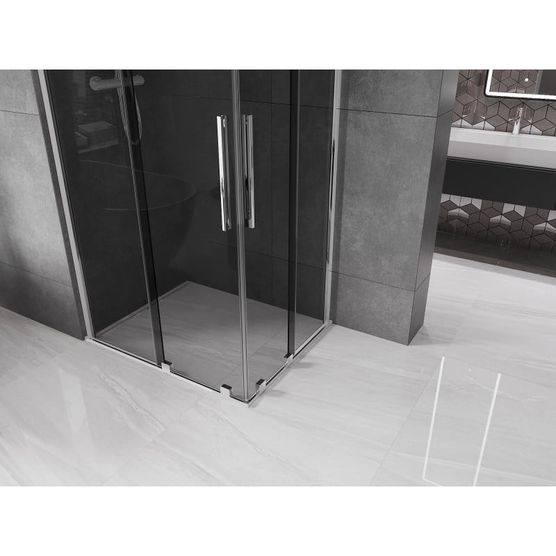 Mexen Velar Duo Duschkabine zum Schieben 100 x 90 cm, Graphit, Chrom - 871-100-090-42-01