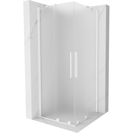 Mexen Velar Duo Schiebeduschkabine 90 x 90 cm, mattiert, weiß - 871-090-090-32-20