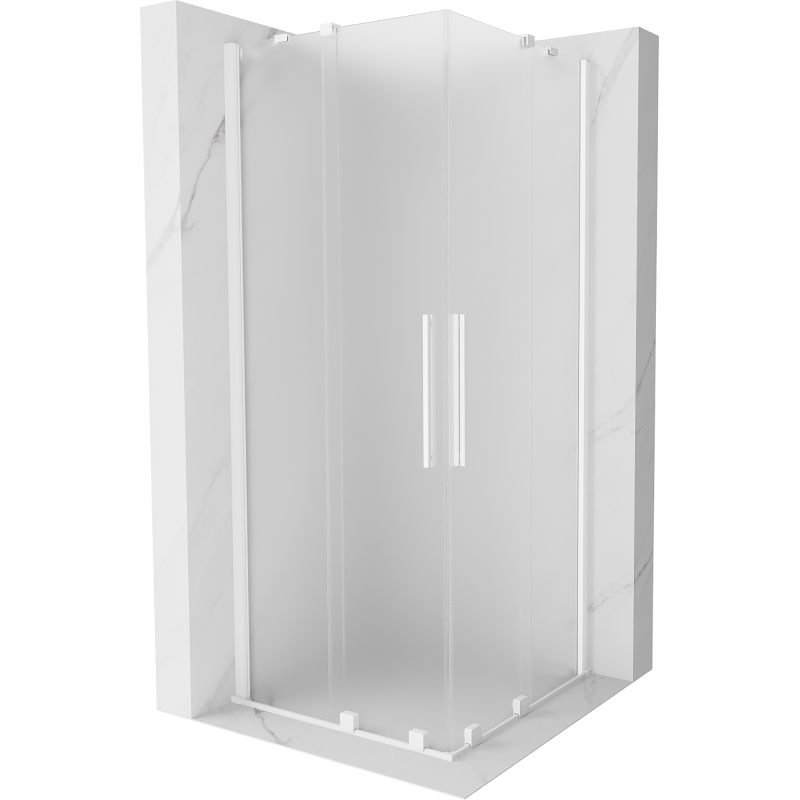 Mexen Velar Duo Duschkabine schiebbar 80 x 80 cm, gefrostet, weiß - 871-080-080-32-20