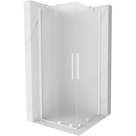 Mexen Velar Duo Duschkabine schiebbar 80 x 80 cm, gefrostet, weiß - 871-080-080-32-20