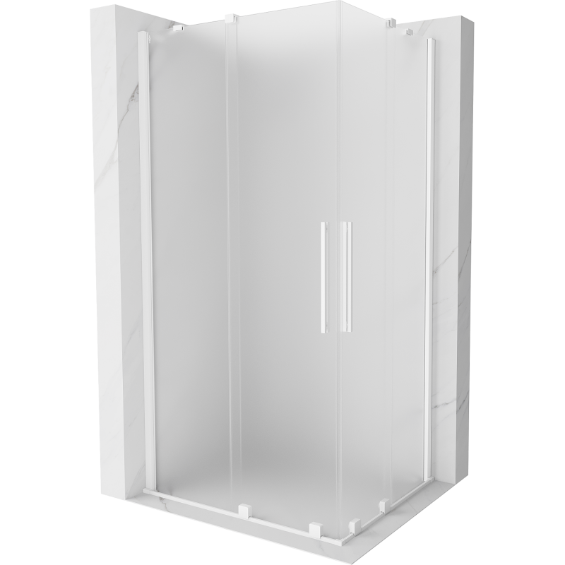 Mexen Velar Duo Duschkabine verschiebbar 90 x 80 cm, Frost, Weiß - 871-090-080-32-20