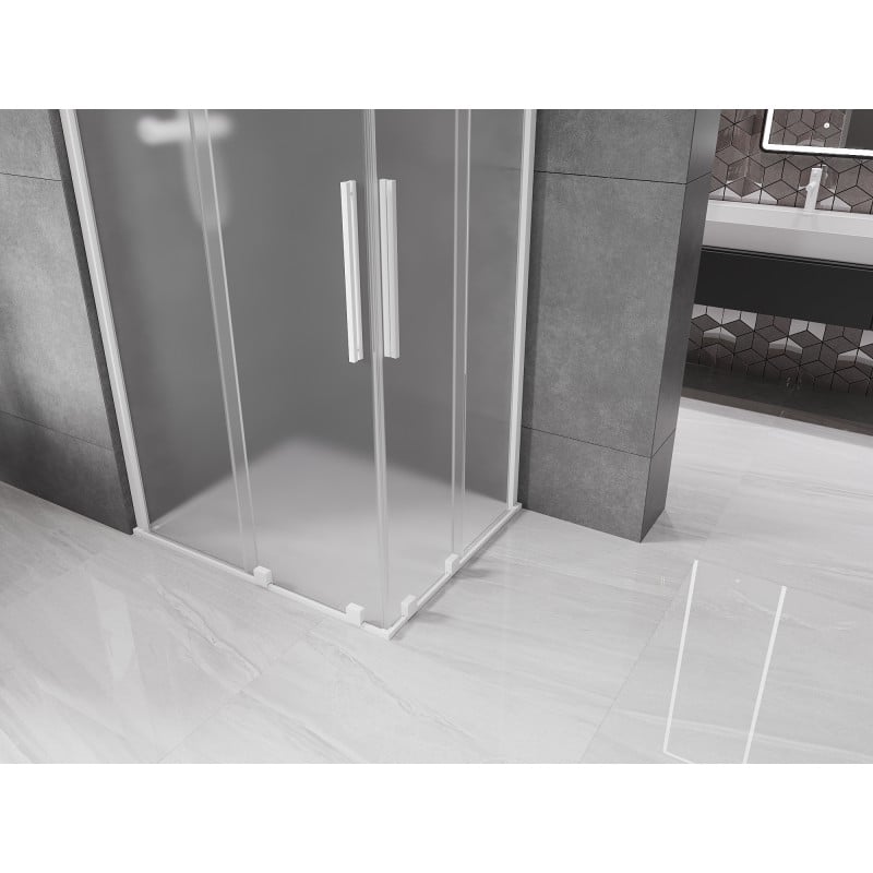 Mexen Velar Duo Duschkabine verschiebbar 90 x 80 cm, Frost, Weiß - 871-090-080-32-20
