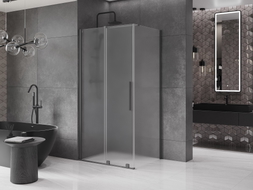 Mexen Velar Duschkabine Schiebetür 100 x 90 cm, satiniert, Gun Metal - 871-100-090-31-95