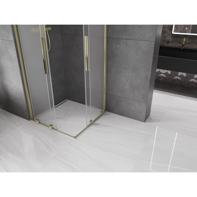 Mexen Velar Duo Duschkabine Schiebetür 90 x 90 cm, mattiert, gold - 871-090-090-32-50