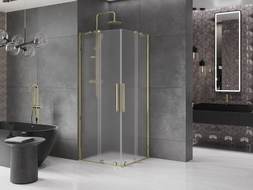 Mexen Velar Duo Duschkabine Schiebetür 90 x 90 cm, mattiert, gold - 871-090-090-32-50