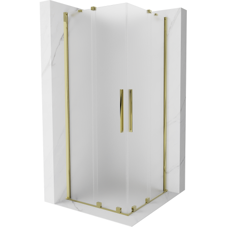 Mexen Velar Duo Duschkabine zum Schieben 100 x 100 cm, Milchglas, Gold - 871-100-100-32-50