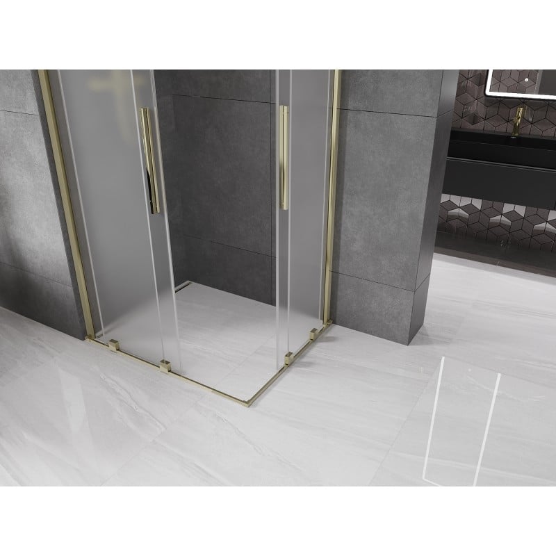 Mexen Velar Duo Schiebeduschkabine 90 x 80 cm, matt, gold - 871-090-080-32-50
